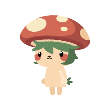 A villager wearing a big spotted mushroom cap